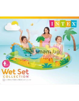 Водна площадка за деца Little Dino 191 x 152 x 58 см с пързалка и пръскачка Intex